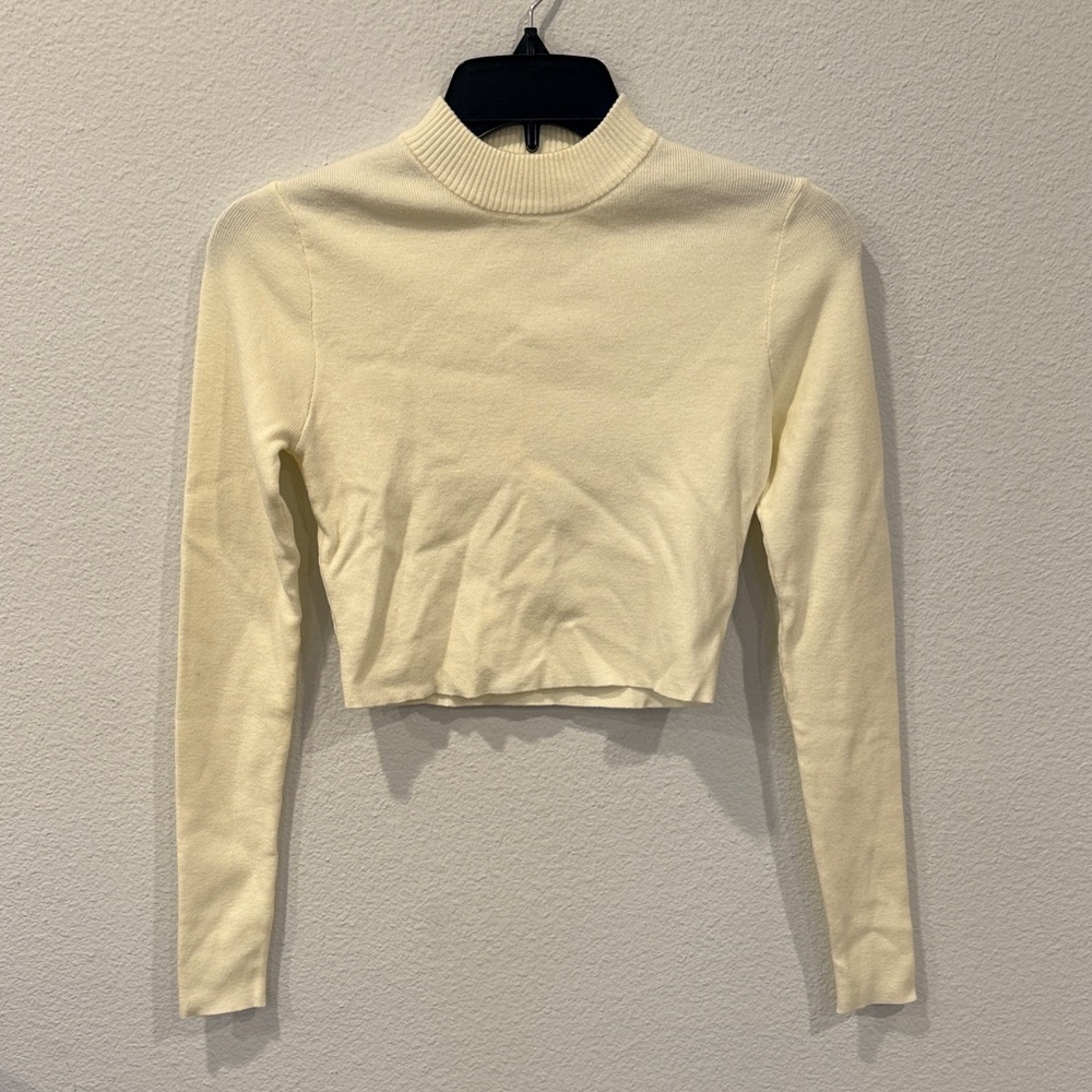 Altar'd State Cream Long Sleeve Crop Top light sweater